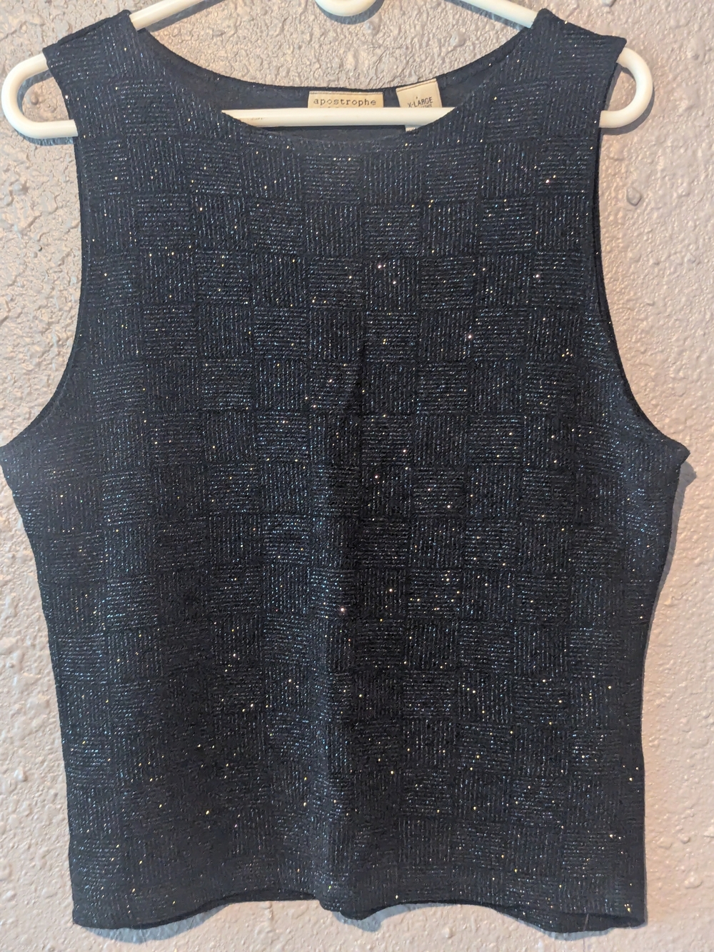 XL Apostrophe Black Sparkle Sleeveless Knit Top